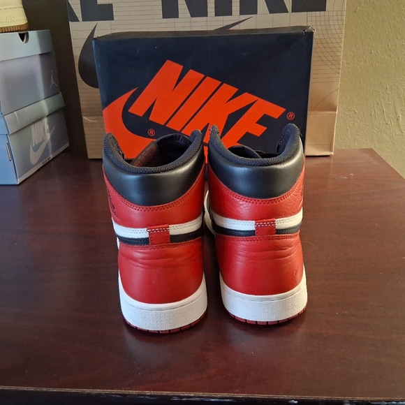 Air Jordan 1 Retro High OG Bred Toe 555088-610 Gym Red Black Summit White Sz 12 - Picture 6 of 7